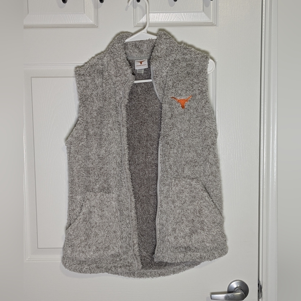 Texas Longhorns Sherpa Fleece Zip Vest Gray Size Small